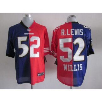 Nike Baltimore Ravens & San Francisco 49ers #52 Ray Lewis & Patrick Willis Purple/Red Men’s Stitched NFL Mixture El...