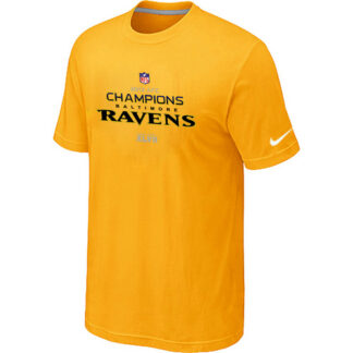 Men's Nike Baltimore Ravens 2012 AFC Conference Champions Trophy Collection Long Yellow T-Shirt