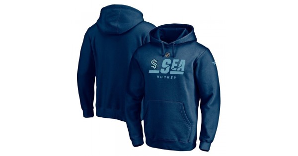 Men's Fanatics Branded Navy Seattle Kraken Authentic Pro Secondary Logo Pullover Hoodie - Image 2