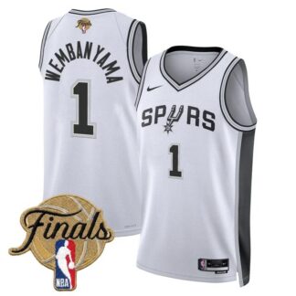 Men's San Antonio Spurs #1 Victor Wembanyama White 2026 Finals Association Swingman Stitched Jersey