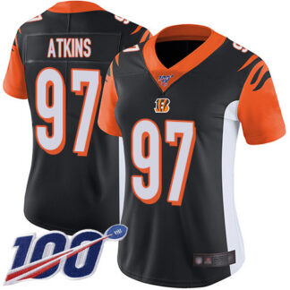 Nike Cincinnati Bengals #97 Geno Atkins Black Team Color Women’s Stitched NFL 100th Season Vapor Limited Jersey