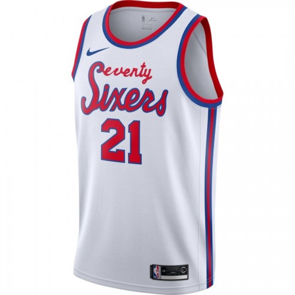 Men's Philadelphia 76ers Joel Embiid #21 White Hardwood Classics Finished Swingman Jersey - Image 2