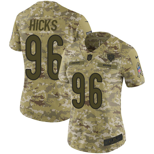 Nike Chicago Bears #96 Akiem Hicks Camo Women’s Stitched NFL Limited 2018 Salute to Service Jersey