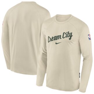 Milwaukee Bucks Nike Youth 2025/26 City Edition Dri-Fit Long Sleeve Game Top – White