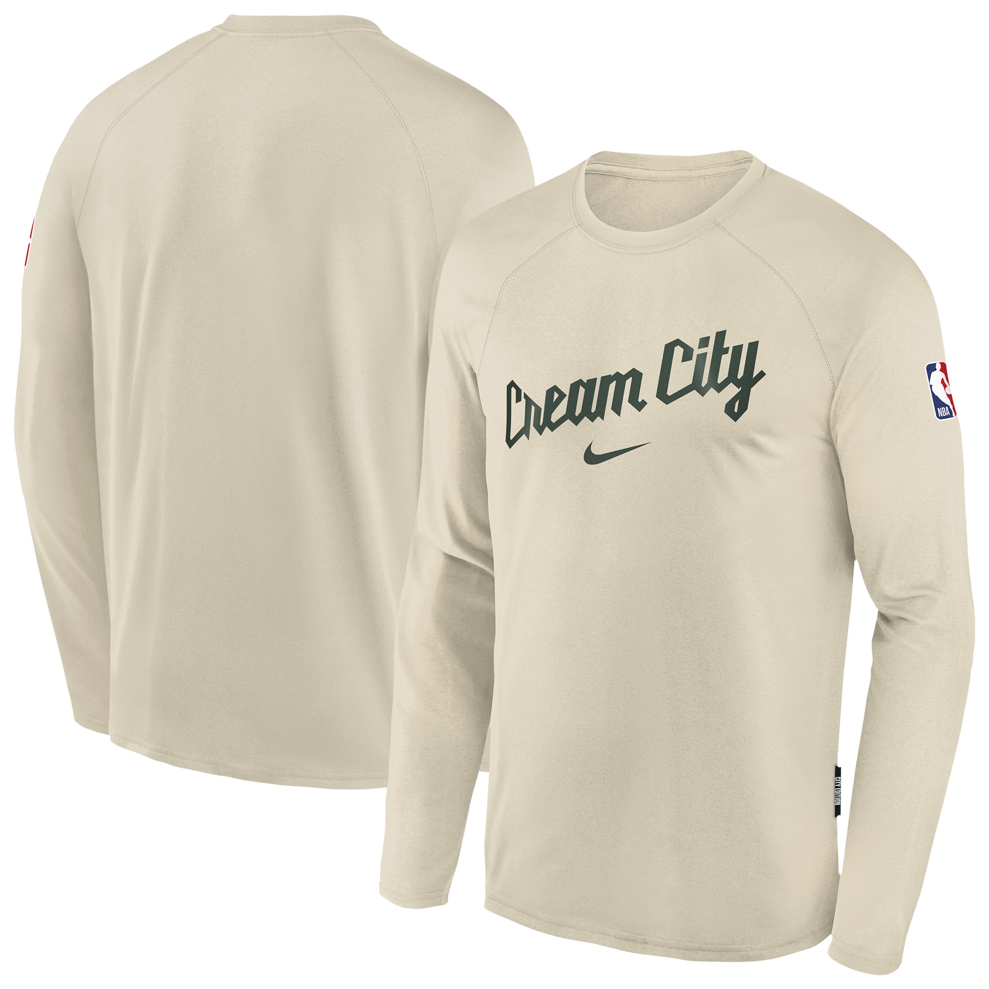 Milwaukee Bucks Nike Youth 2025/26 City Edition Dri-Fit Long Sleeve Game Top – White