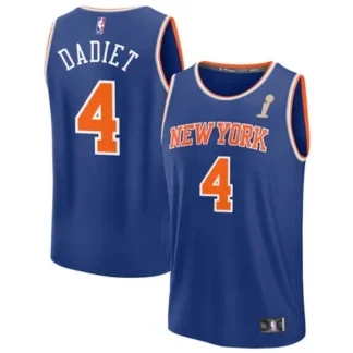 Youth New York Knicks #4 Pacome Dadiet Blue 2026 NBA Finals Champions Fast Break Icon Edition Jersey