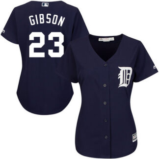 Detroit Tigers #23 Kirk Gibson Navy Blue Alternate Women’s Stitched MLB Jersey