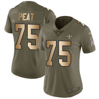 Nike New Orleans Saints #75 Andrus Peat Olive/Gold Women’s Stitched NFL Limited 2017 Salute To Service Jersey