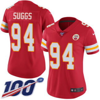 Nike Kansas City Chiefs #94 Terrell Suggs Red Team Color Women’s Stitched NFL 100th Season Vapor Untouchable Limite...