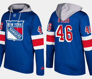 Adidas New York Rangers 46 Rob O'Gara Name And Number Blue Hoodie