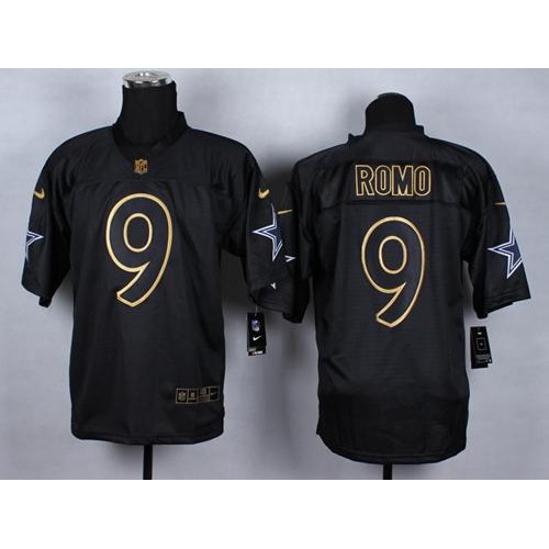 Nike Dallas Cowboys #9 Tony Romo Black Men’s Stitched NFL Elite Gold No. Fashion Jersey