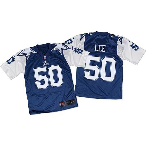 Nike Dallas Cowboys #50 Sean Lee Navy Blue/White Throwback Men’s Stitched NFL Elite Jersey