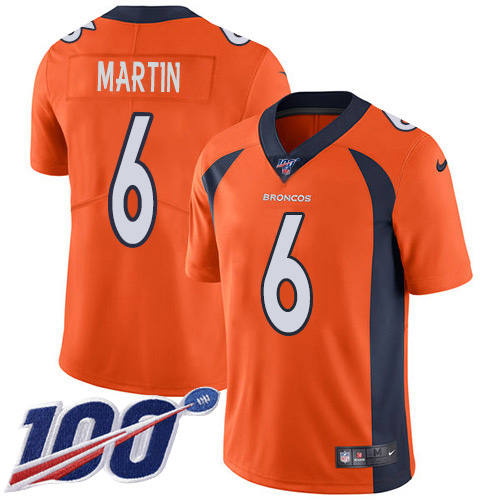 Nike Denver Broncos #6 Sam Martin Orange Team Color Youth Stitched NFL 100th Season Vapor Untouchable Limited Jersey