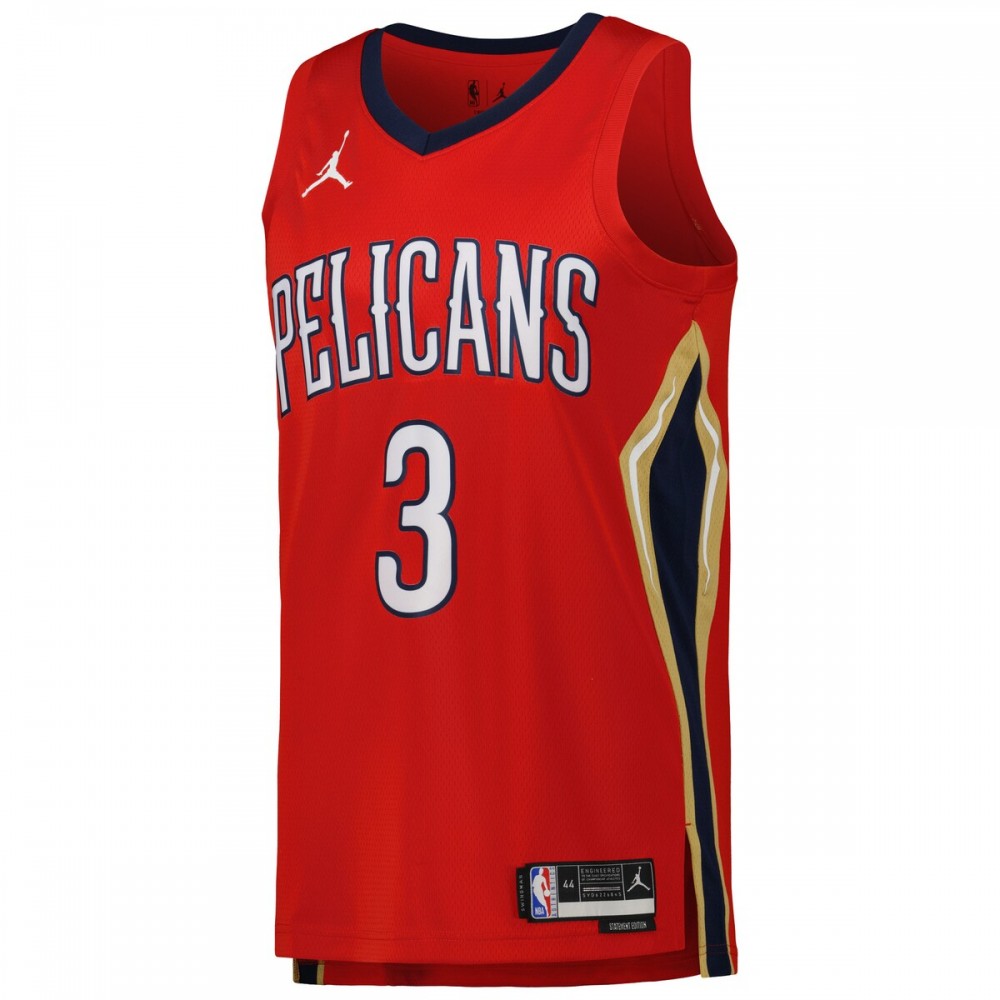 CJ McCollum New Orleans Pelicans Jordan Brand 2022/23 Statement Edition Swingman Jersey - Red - Image 2
