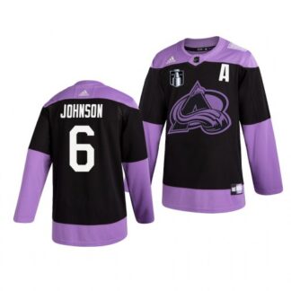 Colorado Colorado Avalanche #6 Erik Johnson Adidas 2022 Stanley Cup Final Patch Men’s Hockey Fights Cancer Practice...