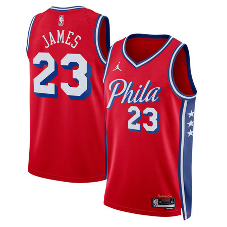 Men's Philadelphia 76ers #23 LeBron James Jordan Brand Red Swingman Statement Edition Jersey
