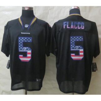 Nike Baltimore Ravens #5 Joe Flacco Black Men’s Stitched NFL Elite USA Flag Fashion Jersey