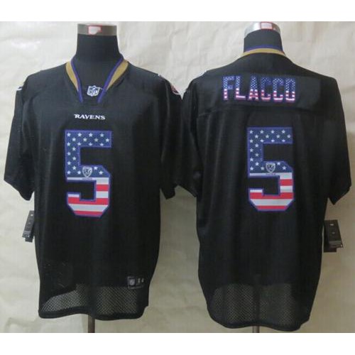 Nike Baltimore Ravens #5 Joe Flacco Black Men’s Stitched NFL Elite USA Flag Fashion Jersey