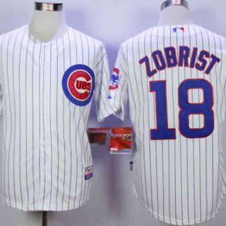 Men's Chicago Cubs #18 Ben Zobrist White Cool Base Jersey