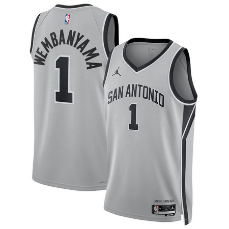 Women's San Antonio Spurs #1 Victor Wembanyama Silver Swingman Statement Edition Jersey