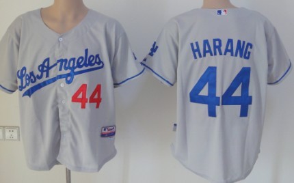 Los Angeles Dodgers #44 Aaron Harang Gray Jerseys