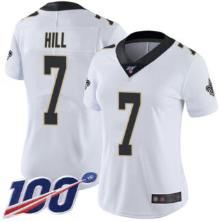 Nike New Orleans Saints #7 Taysom Hill White Women’s Stitched NFL 100th Season Vapor Limited Jersey