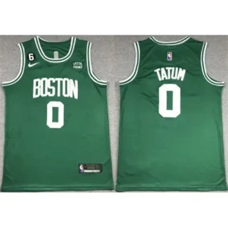Men's Boston Celtics #0 Jayson Tatum Green No.6 Patch Stitched Basketball Jersey FVX2