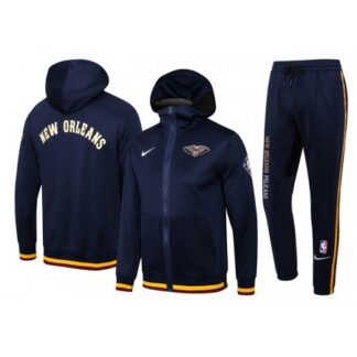 Men's New Orleans Pelicans 75th Anniversary Navy Performance Showtime Full-Zip Hoodie Jacket And Pants Suit