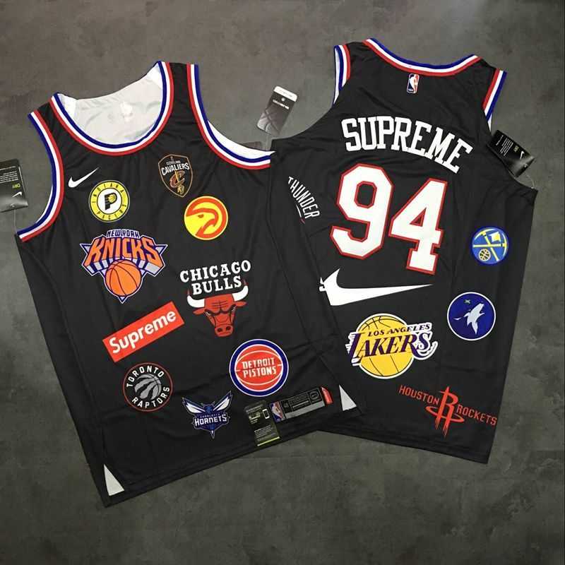Supreme x Nike x NBA Logos Black Stitched Basketball Stitched NBA Jersey