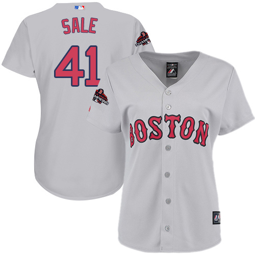 Boston Red Sox #41 Chris Sale Grey Road 2018 World Series Champions Women’s Stitched MLB Jersey