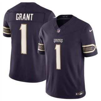Men's Minnesota Vikings #1 Bud Grant Deep Purple 2026 F.U.S.E. Rivalries Collection Limited Stitched Football Jersey