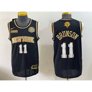 Men's New York Knicks #11 Jalen Brunson Black Gold 2026 Finals & Eastern Conference Champions Patch Jersey