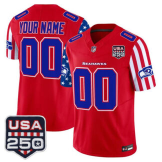 Men & Women & Youth Seattle Seahawks Customized Red 2026 F.U.S.E. America 250 Edition Patch Vapor Limited Stitched...