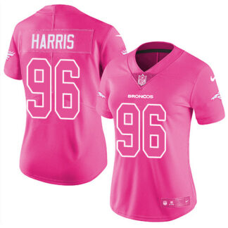 Nike Denver Broncos #96 Shelby Harris Pink Women’s Stitched NFL Limited Rush Fashion Jersey