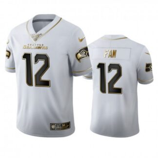 Seattle Seahawks #12 Fan Men’s Nike White Golden Edition Vapor Limited NFL 100 Jersey