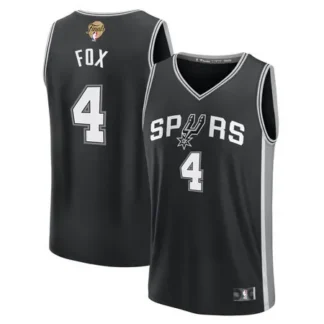 Youth San Antonio Spurs #4 De'Aaron Fox Black 2026 NBA Finals Patch Fast Break Icon Edition Jersey