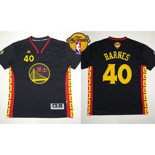 Warriors #40 Harrison Barnes Black Slate Chinese New Year The Finals Patch Stitched NBA Jersey