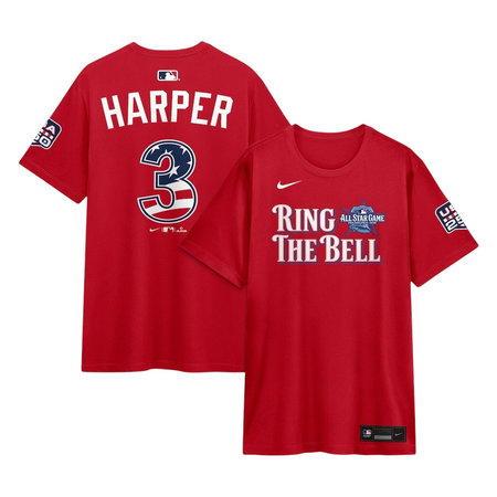 Men's National League #3 Bryce Harper Nike Red 2026 All-Star Game Name & Number T-Shirt