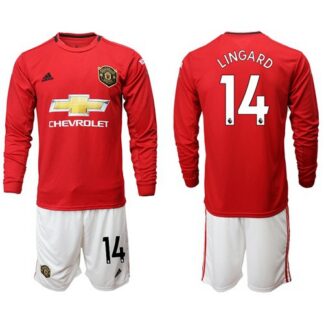 Manchester United #14 Lingard Red Home Long Sleeves Soccer Club Jersey