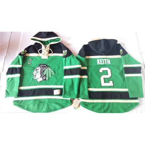 Chicago Blackhawks #2 Duncan Keith Green St. Patrick’s Day McNary Lace Hoodie Stitched NHL Jersey