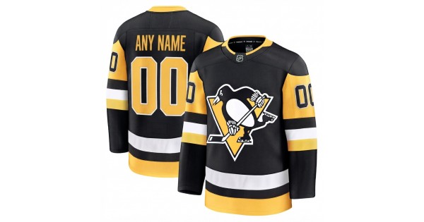 Men's Pittsburgh Penguins Black Home Premium Custom Jersey - Image 2