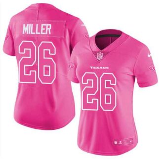 Nike Houston Texans #26 Lamar Miller Pink Women's NFL Limited Rush Fashion Jersey DingZhi