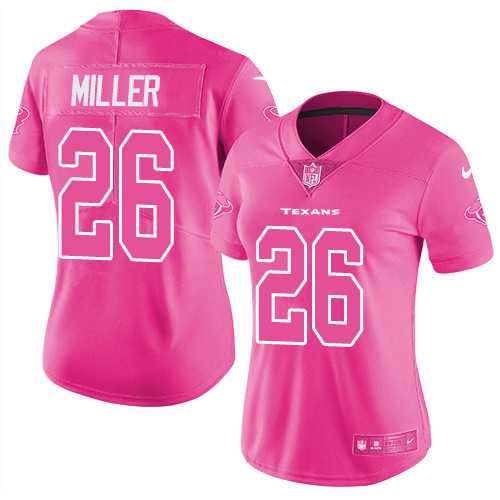 Nike Houston Texans #26 Lamar Miller Pink Women's NFL Limited Rush Fashion Jersey DingZhi