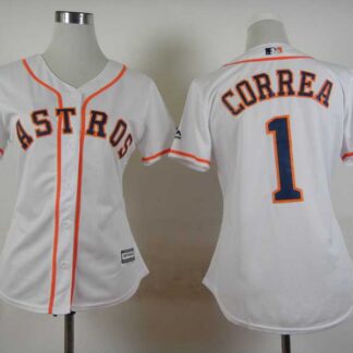 Womens Houston Astros #1 Carlos Correa 2015 White Cool Base Jerseys