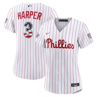 Women's Philadelphia Phillies #3 Bryce Harper Nike White 2026 All-Star Edition Stars & Stripes Stadium Jersey