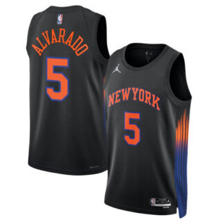 Men's New York Knicks #5 Jose Alvarado Black Stitched Basketball Jersey