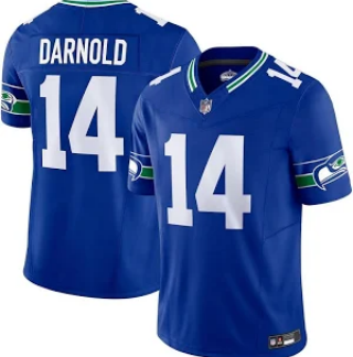 Men & Women & Youth Seattle Seahawks #14 Sam Darnold Royal Throwback F.U.S.E. Vapor Limited Stitched Jersey