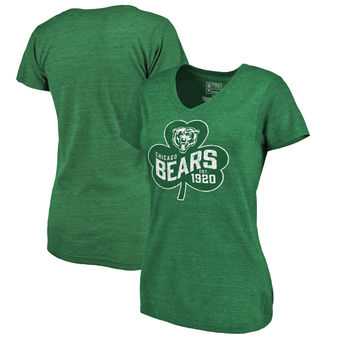 Women's Chicago Bears Pro Line by Fanatics Branded St. Patrick's Day Paddy's Pride Tri Blend T-Shirt Green