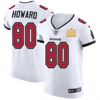 Tampa Bay Buccaneers #80 O. J. Howard Men’s Super Bowl LV Champions Patch Nike White Vapor Elite Jersey