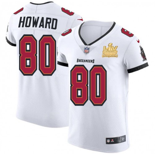 Tampa Bay Buccaneers #80 O. J. Howard Men’s Super Bowl LV Champions Patch Nike White Vapor Elite Jersey
